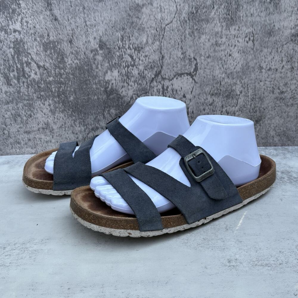 Biostep Blue Suede Slip On Strappy Slide Sandals Women’s Size 9.5